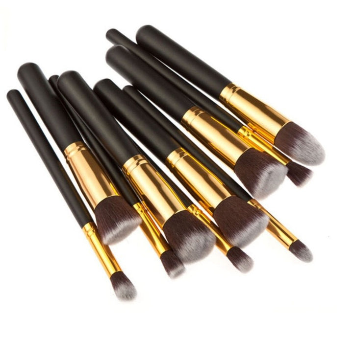 ✨ Black Bing Portable 10-Piece Makeup Brush Set — Beauty Tools Kit 💄