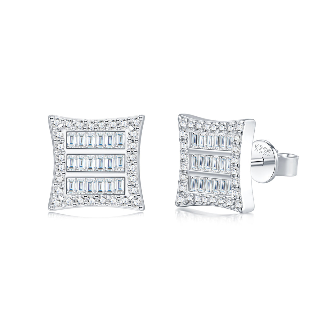 Minimalist Platinum-Plated Moissanite Stud Earrings – S925 Silver