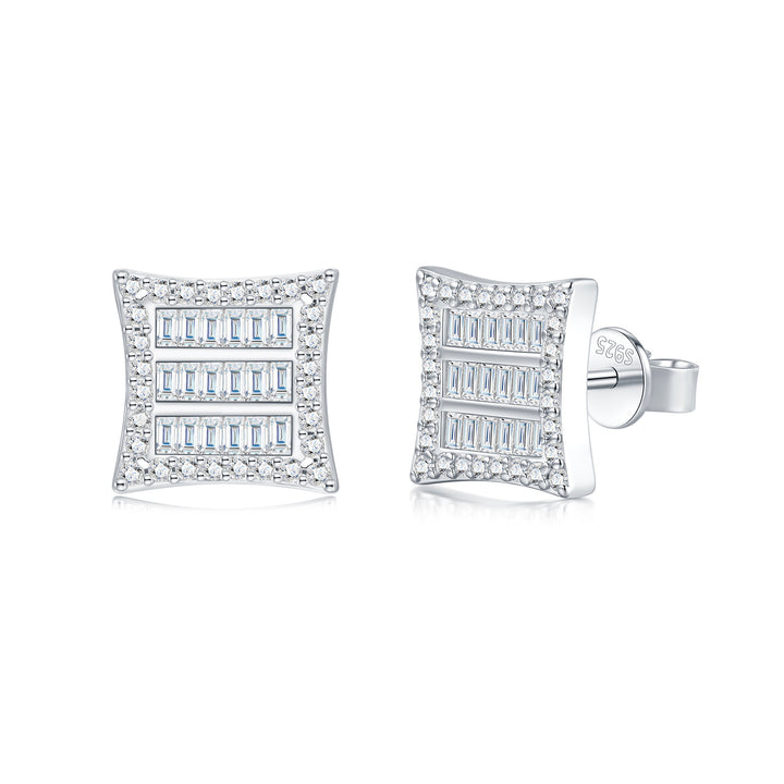 Minimalist Platinum-Plated Moissanite Stud Earrings – S925 Silver