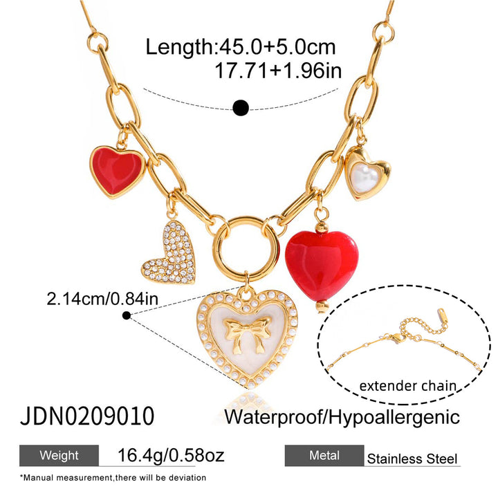 Women’s Retro Multi-Style Heart Necklace – Stainless Steel Pendant Jewelry