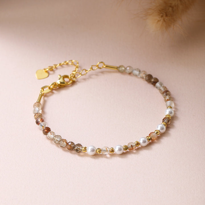 Women’s Natural Stone Bracelet – Geometric Star Design, Polished Finish