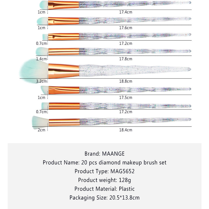 ✨ 20-Piece Diamond Makeup Brush Set — complete glam collection 💄💎