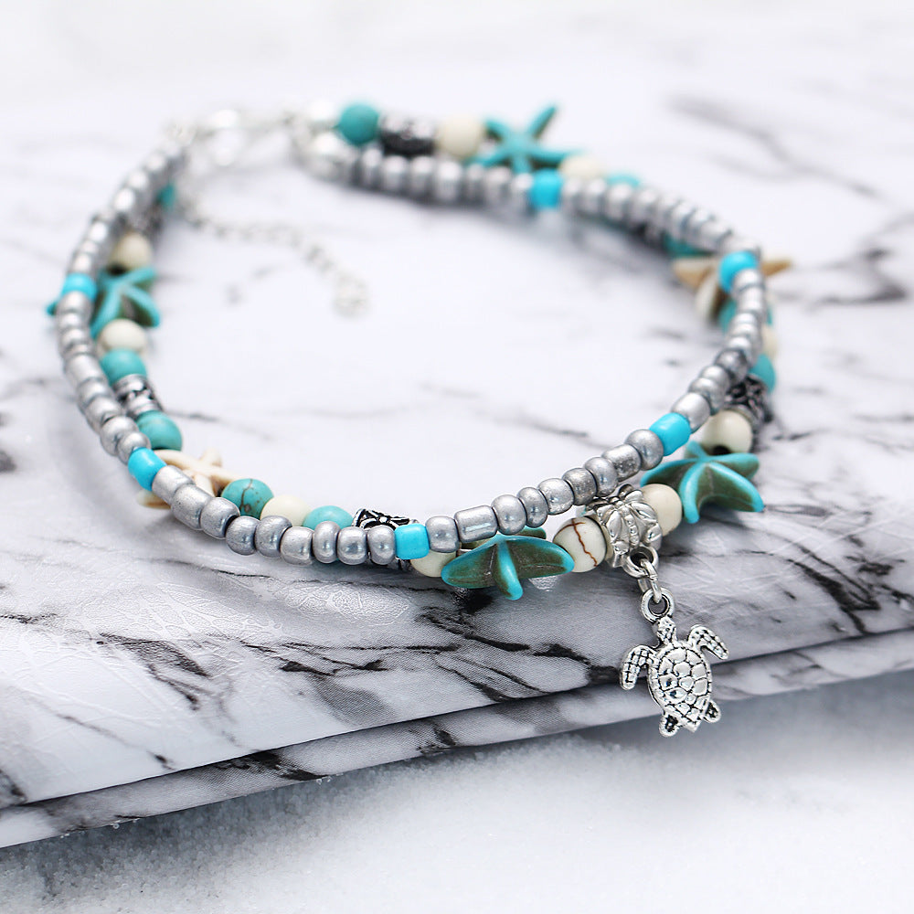 Conch & Starfish Turtle Pendant Necklace