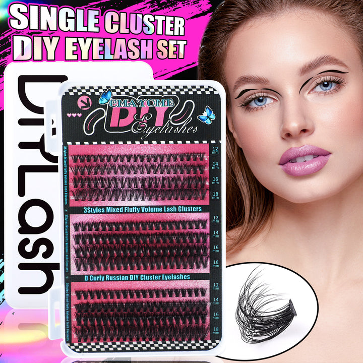 👁️✨ DIY 456 Clusters Large Capacity Eyelashes Assortment Pack – Lash Extension Kit