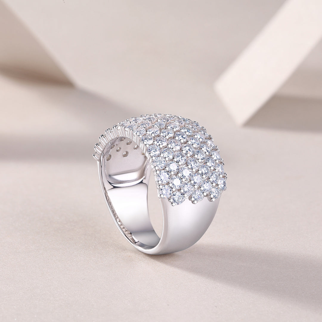 💎 Dynamic & Dazzling Moissanite Wedding Ring Set – Platinum-Plated S925 Silver (6.8g, Sizes 5–9) 💎