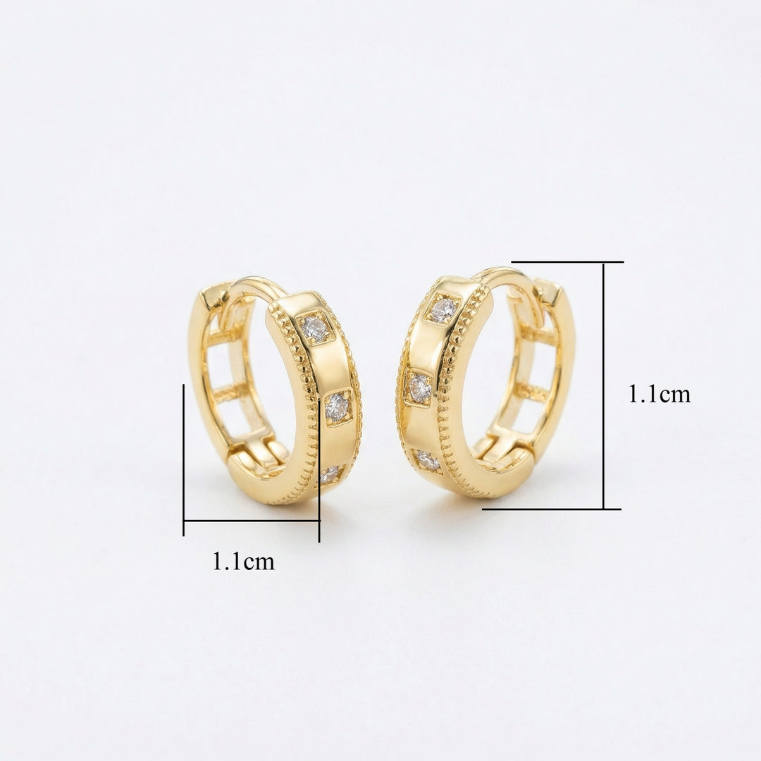 ✨ 925 Sterling Silver Huggie Hoop Earrings with Sparkling Accents & Milgrain Detailing ✨