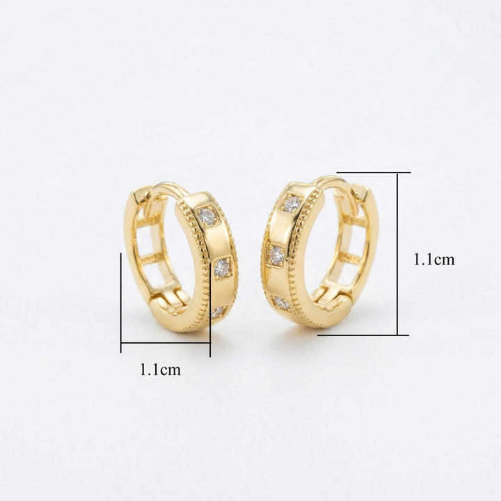 ✨ 925 Sterling Silver Huggie Hoop Earrings with Sparkling Accents & Milgrain Detailing ✨