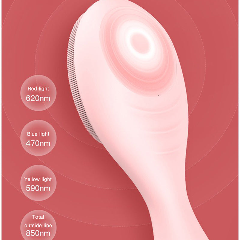 💖🧼 Electric Washing Brush | Ultrasonic Silicone Facial Cleanser with Heat & Light Therapy
