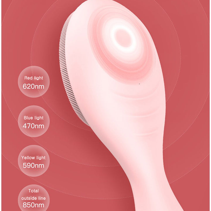 💖🧼 Electric Washing Brush | Ultrasonic Silicone Facial Cleanser with Heat & Light Therapy