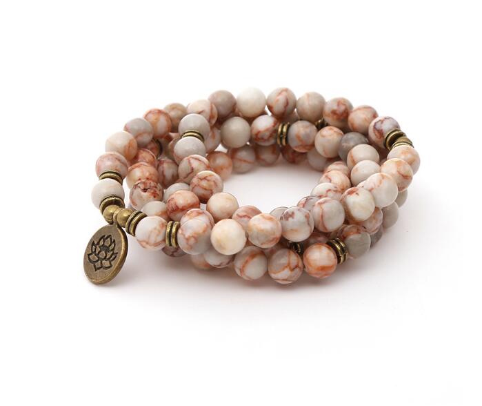 Silver Lotus Pendant Buddha Bead Bracelet – Spiritual Yoga Jewelry
