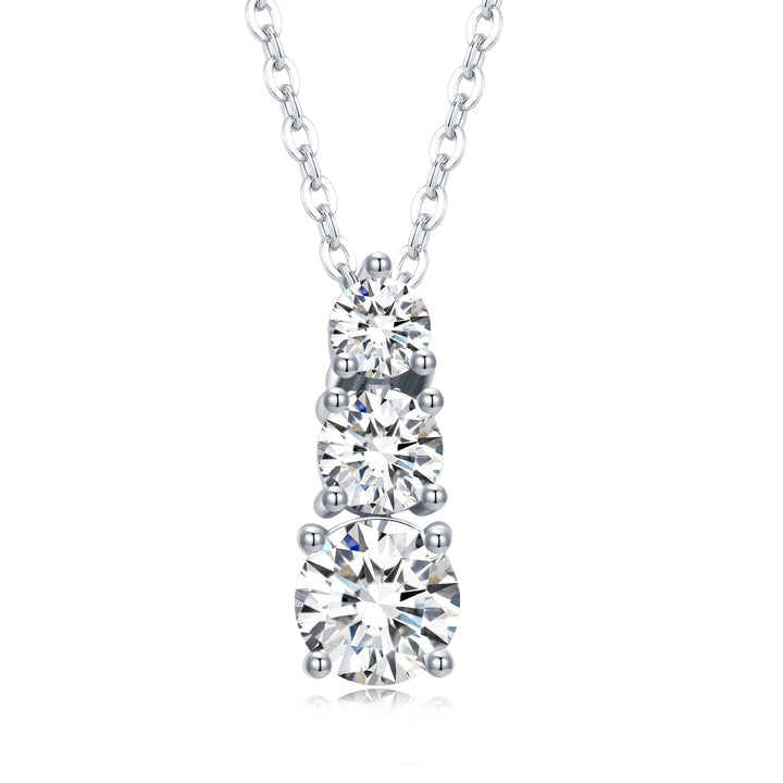 💎 Minimalist Moissanite Pendant Necklace Set – Platinum-Plated S925 Silver 💎