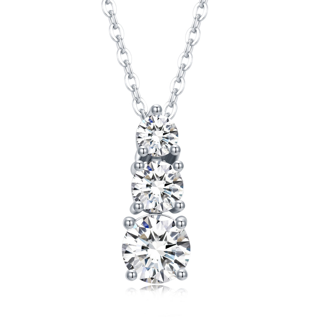 💎 Minimalist Moissanite Pendant Necklace Set – Platinum-Plated S925 Silver 💎