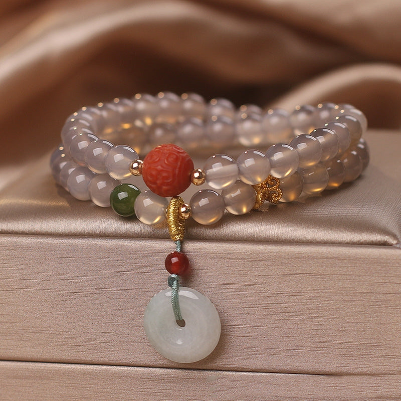 Natural Gray Chinese Multi-Layer Beaded Bracelet – Original Design for Women