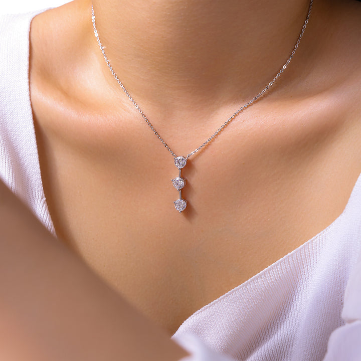 Luxury 1-Carat Moissanite Pendant Necklace Set – Gold-Plated S925 Silver