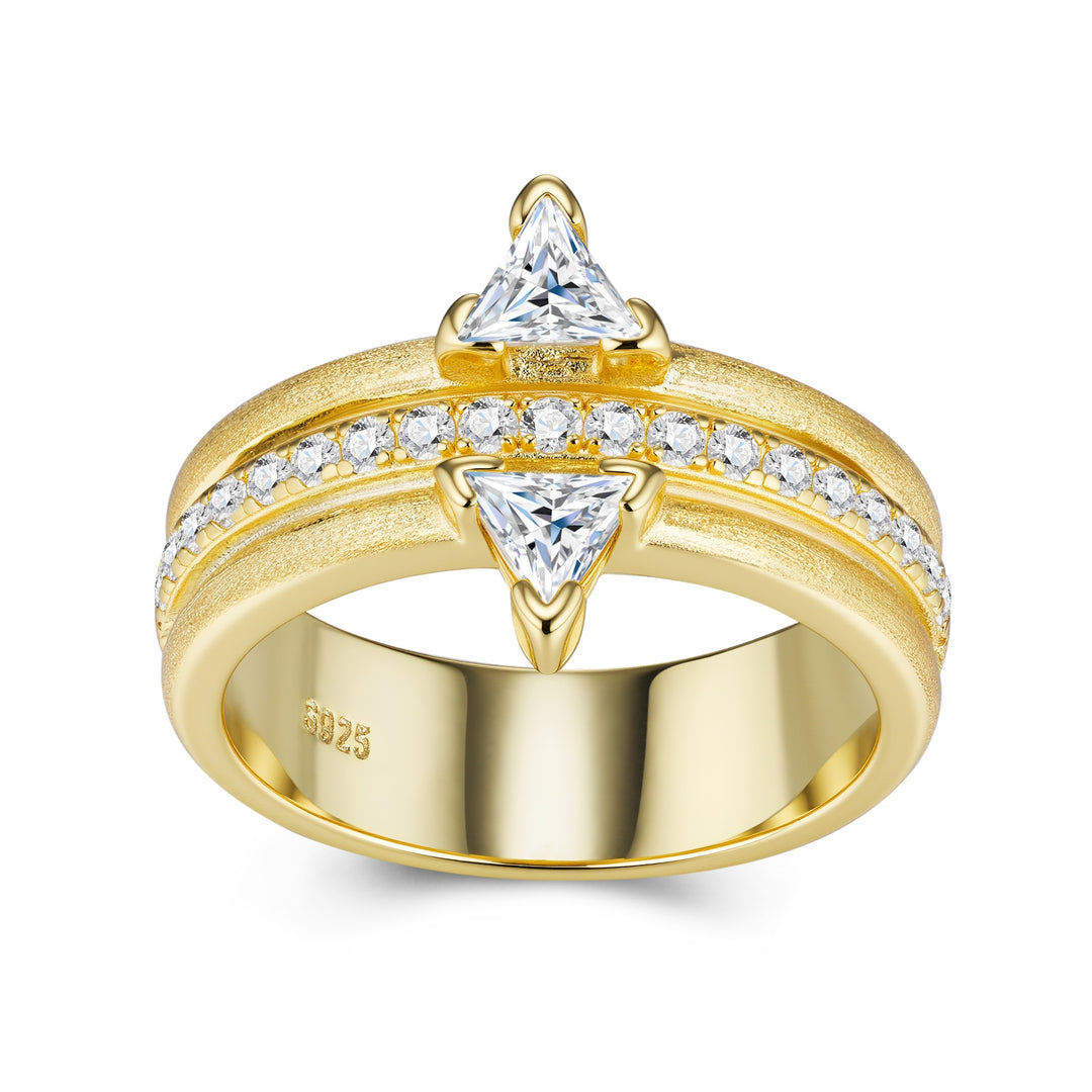 💍 Engraved Moissanite Minimalist Ring – Gold-Plated S925 Silver (Sizes 5–9) 💍