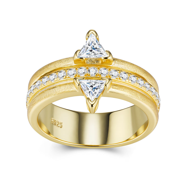 💍 Engraved Moissanite Minimalist Ring – Gold-Plated S925 Silver (Sizes 5–9) 💍
