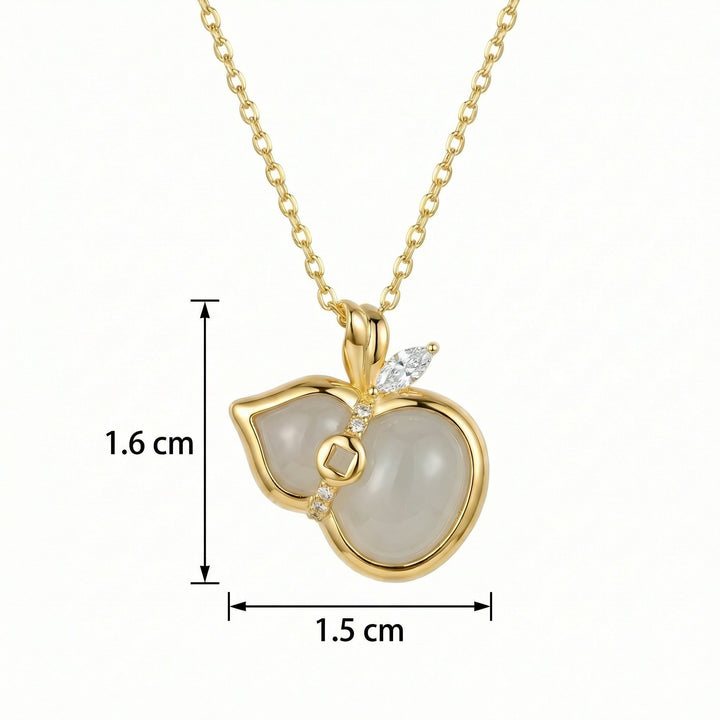 ✨ 925 Sterling Silver White Chalcedony Hulu & Peach Necklace