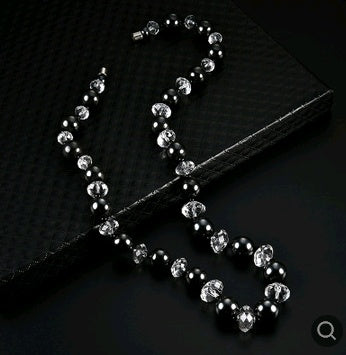 Magnetic Black Diamond Faceted Bead Necklace
