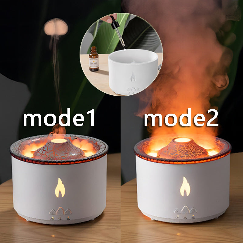 🌋🔥 Creative Volcano Aromatherapy Humidifier | Flame & Smoke Ring Mist Diffuser