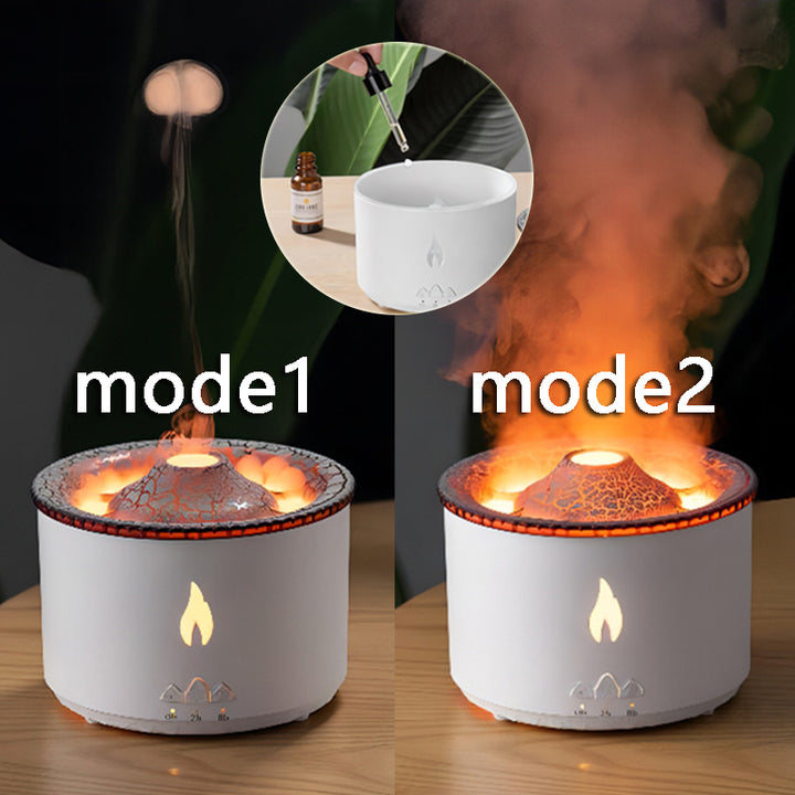 🌋🔥 Creative Volcano Aromatherapy Humidifier | Flame & Smoke Ring Mist Diffuser