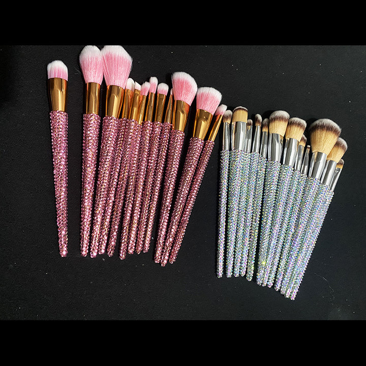 ✨ Diamond 12 Gems Makeup Brush Set — luxury sparkle for flawless beauty 💎💄
