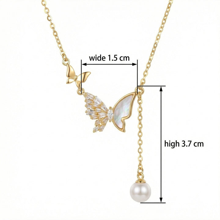 🦋 925 Sterling Silver Butterfly & Pearl Necklace