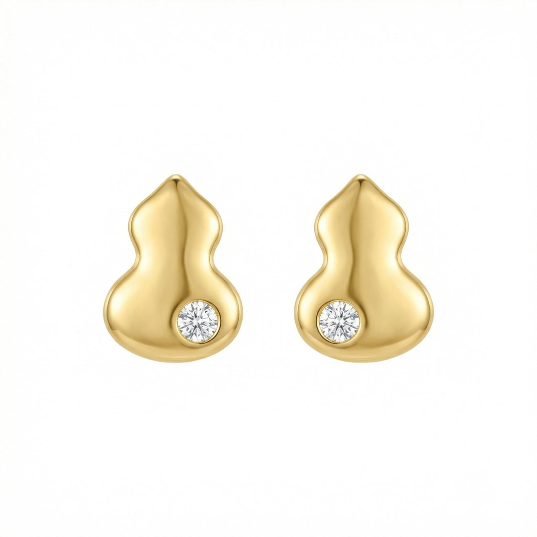 ✨ 925 Sterling Silver Diamond Wulu Gourd Stud Earrings ✨