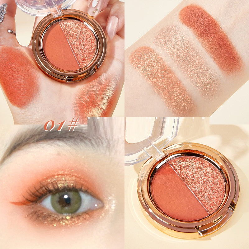 ✨ Matte Tangerine & Gold Glitter Duo Eyeshadow Palette – 2-Color Shimmer & Matte Set ✨
