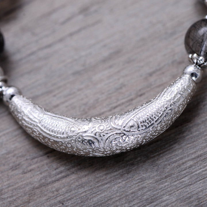 925 Sterling Silver Lucky Cat Bracelet – Vintage Hair Crystal Gem Jewelry