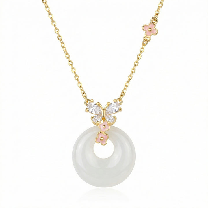 ✨ 925 Sterling Silver White Jade Butterfly Necklace
