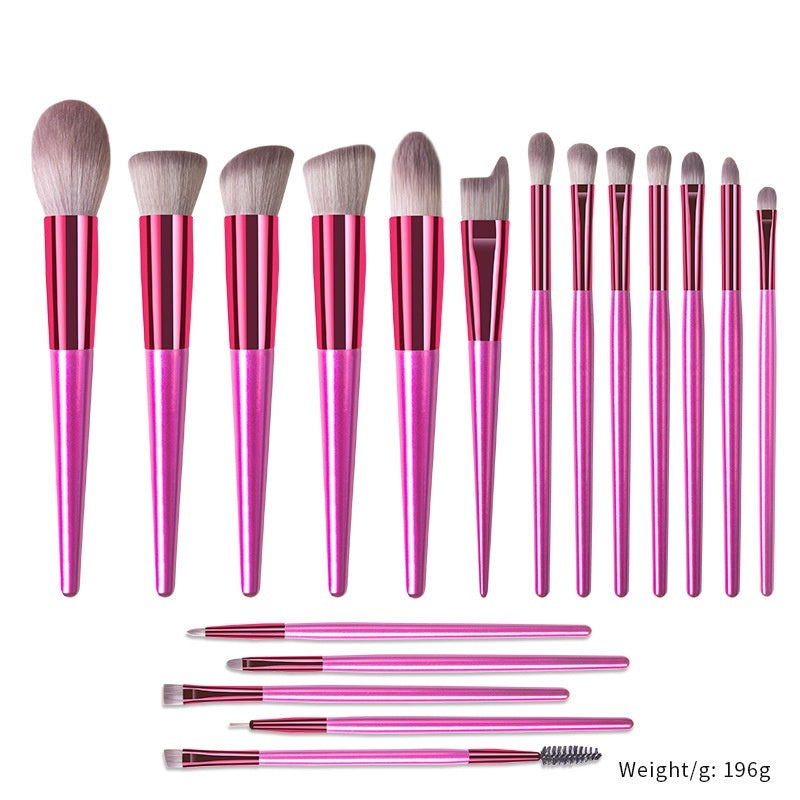 ✨ 18-Piece Champagne Makeup Brush Set — Solid Wood Handle Beauty Tools 💄🥂