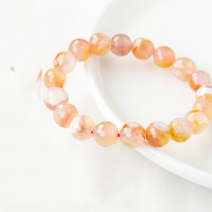 Natural Crystal Red Cherry Blossom Agate DIY Bracelet – Vibrant & Handmade
