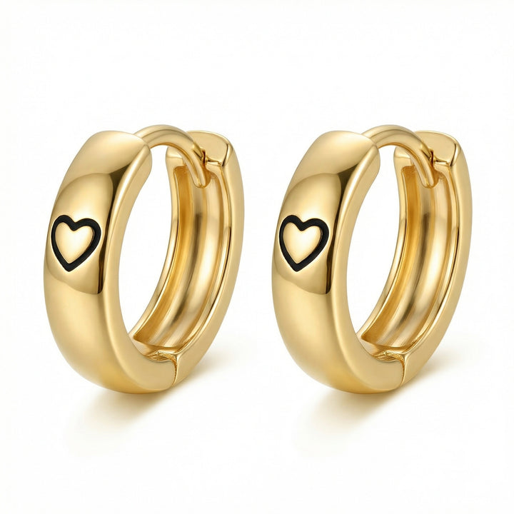 ✨ 925 Sterling Silver Heart Motif Huggie Earrings – Minimalist Polished Finish ✨