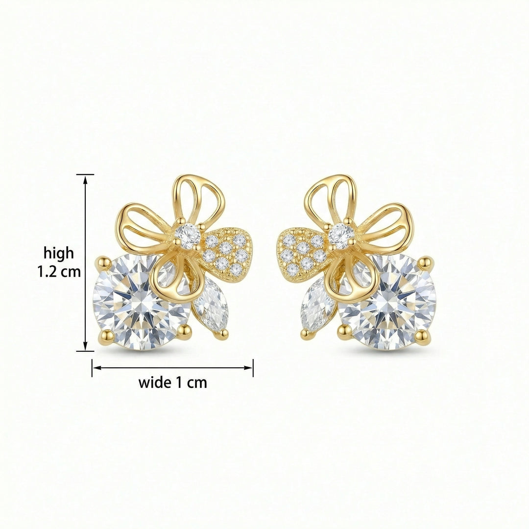✨ 925 Sterling Silver Sparkling Butterfly & Floral Stud Earrings with Brilliant Stone Accents ✨
