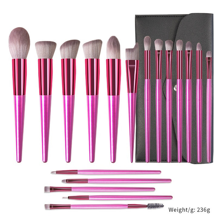 ✨ 18-Piece Champagne Makeup Brush Set — Solid Wood Handle Beauty Tools 💄🥂