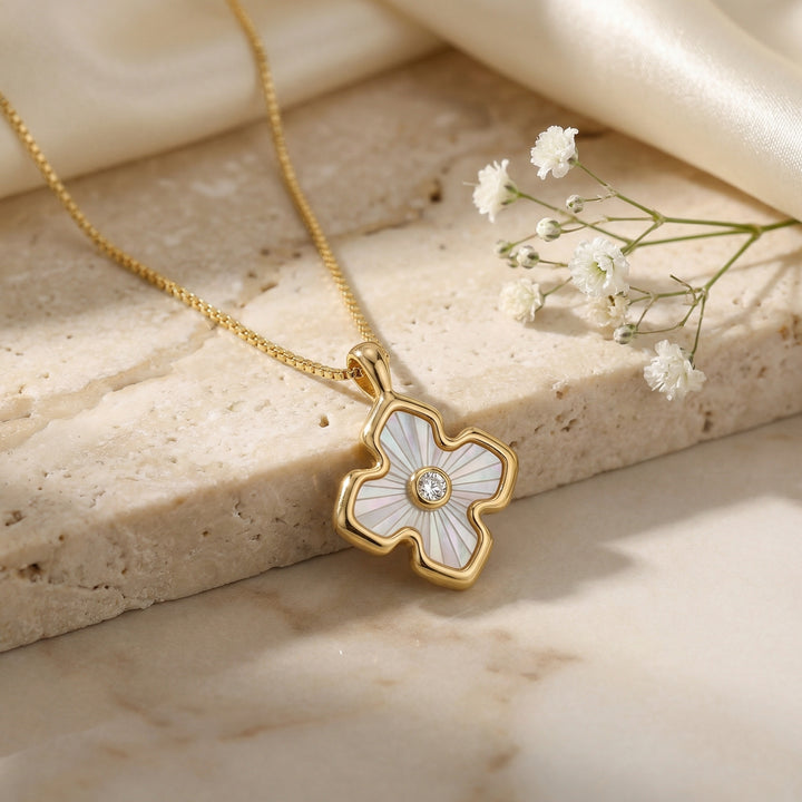 ✨ Mother-of-Pearl Clover Necklace