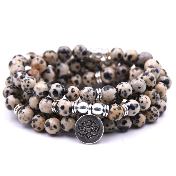 Silver Lotus Pendant Buddha Bead Bracelet – Spiritual Yoga Jewelry