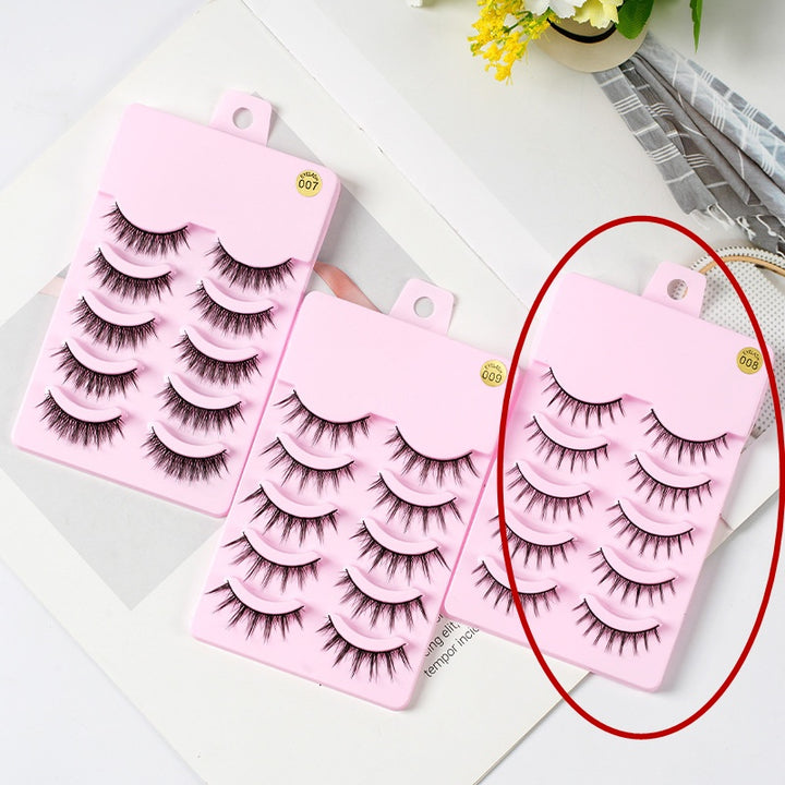 👁️✨ 5 Pairs Manga Lashes – Anime Cosplay Natural Wispy Korean False Eyelashes