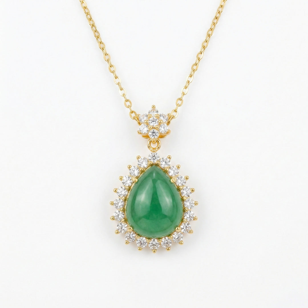 ✨ Pear-Shaped Green Gemstone Necklace