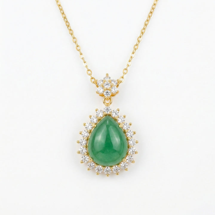 ✨ Pear-Shaped Green Gemstone Necklace