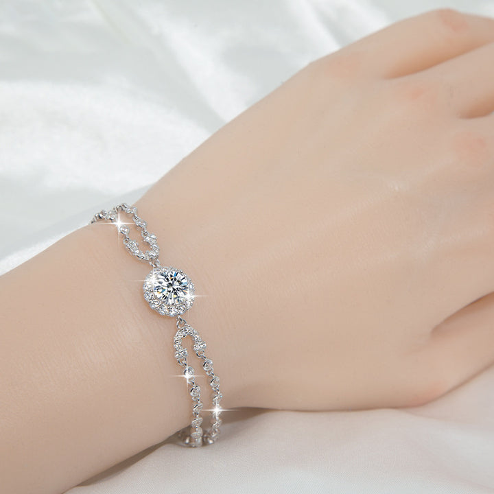 S925 Sterling Silver Moissanite Bracelet – Starry Sky U-Shape Elegant Jewelry