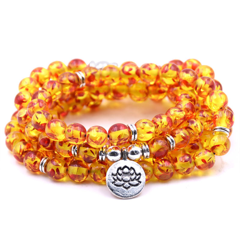 Silver Lotus Pendant Buddha Bead Bracelet – Spiritual Yoga Jewelry
