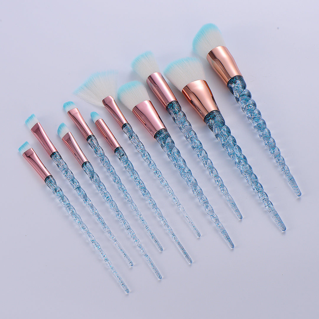 ✨ Nylon Spiral Unicorn Design Makeup Brush Set (10-Piece) 💄💎
