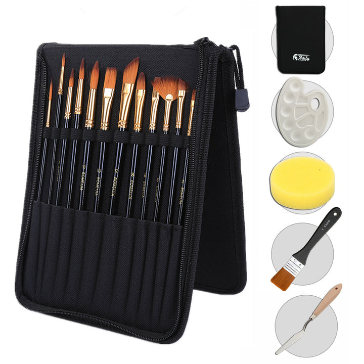 ✨ Black Rod Canvas Bag Brush Set — Art & Painting Supplies Kit 🎨🖌️