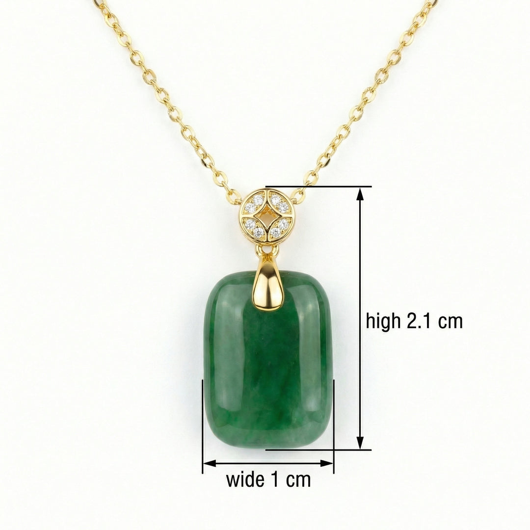 💎 Green Jadeite & Diamond Sterling Silver Pendant Necklace