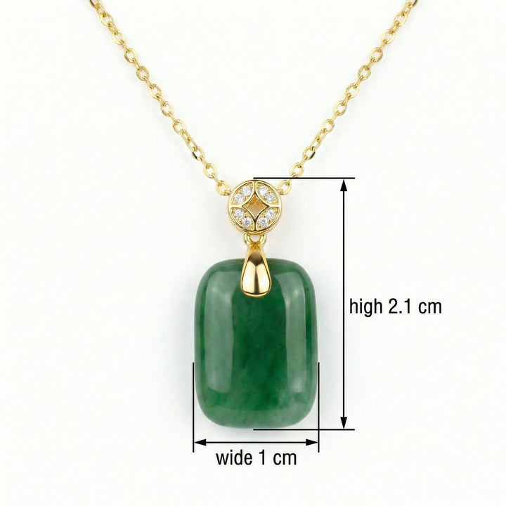 💎 Green Jadeite & Diamond Sterling Silver Pendant Necklace