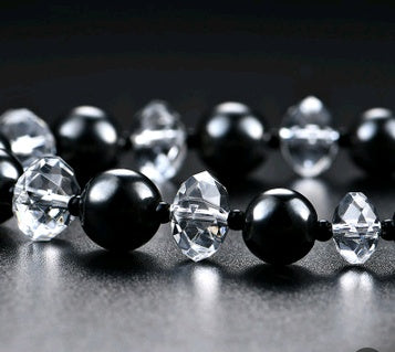 Magnetic Black Diamond Faceted Bead Necklace