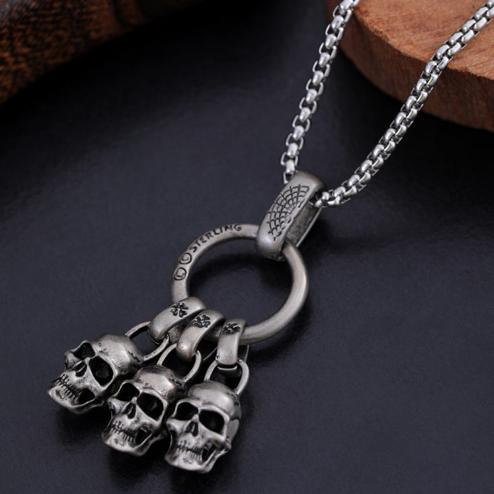 Men’s Street Punk Vintage Pendant Necklace – Trendy Metal Chain Jewelry