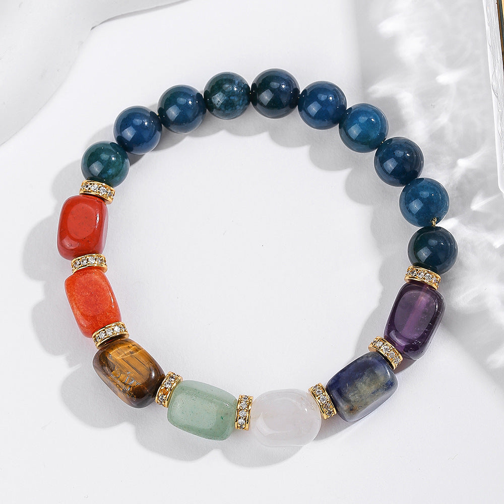Natural Crystal Beaded Bracelet – Hematite & Blue Phosphorus Gray Popular Design