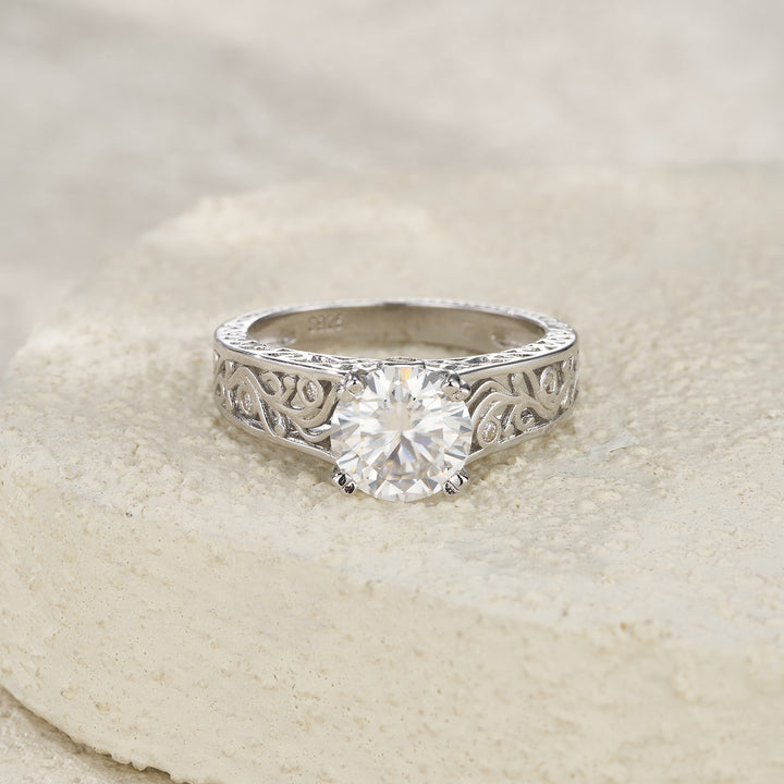 💍 2-Carat Moissanite Minimalist Ring – Platinum-Plated S925 Silver (3.5g, Sizes 5–9) 💍